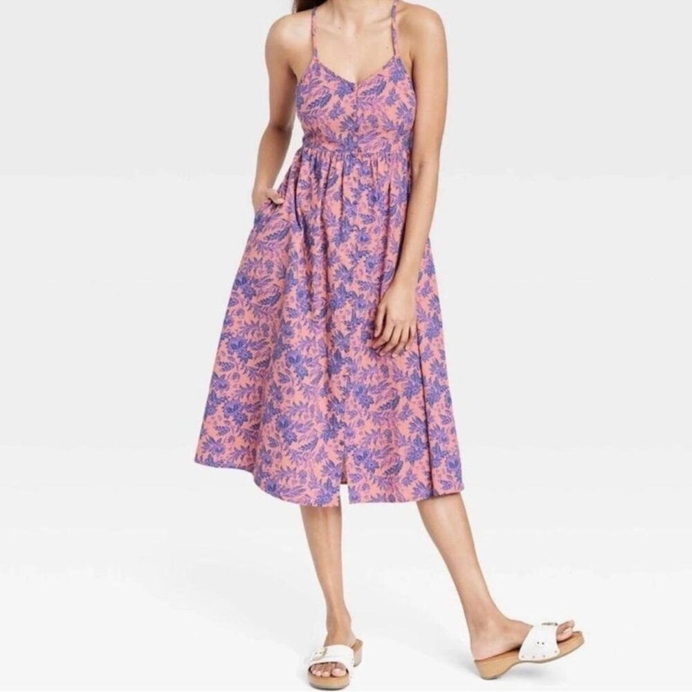 Floral Tie-Back Maxi Dress - Medium